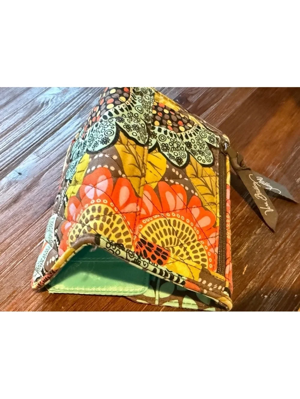 Vera Bradley Floral Quilted Fabric Wallet with Leaf Pattern Interior